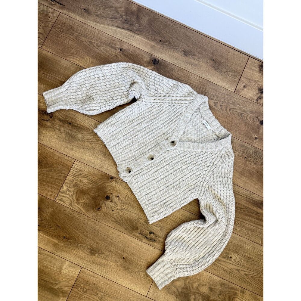 DISSH 6 Bree wool blend button front cropped cardigan oversized knit Cream